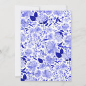 Blue and White Watercolor Floral Bridal Shower Invitation (Back)