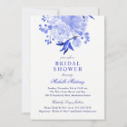 Blue and White Watercolor Floral Bridal Shower