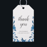 Blue and white watercolor floral thank you wedding gift tags<br><div class="desc">Elegant blue and white hand-drawn watercolor floral design inspired by classic chinoiserie style and couples monogram on the back,  modern,  chic and sophisticated,  great thank you wedding favor tags for garden wedding,  vintage wedding,  Asian inspired chinoiserie wedding. 
See all the matching pieces in collection.</div>