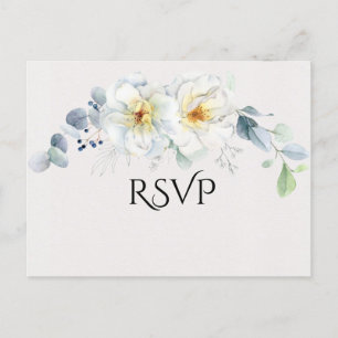 Blue and White Watercolor Flowers Postcard