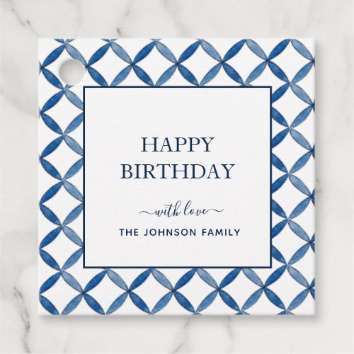 Blue and white watercolor Italian tile Favor Tags