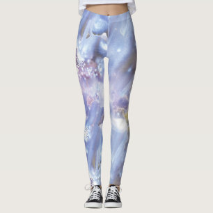 Blue and white Watercolor Leggings