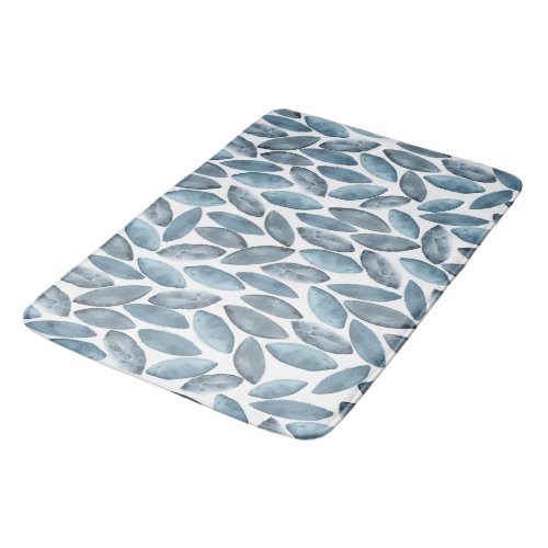 Blue and White Watercolor Moroccan Tile Pattern Bath Mat