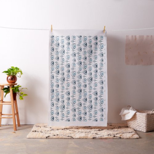 Blue and White Watercolor Moroccan Tile Pattern Fabric