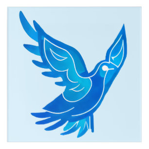 Blue and White Watercolor Peace Dove Acrylic Print