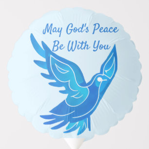 Blue and White Watercolor Peace Dove Balloon