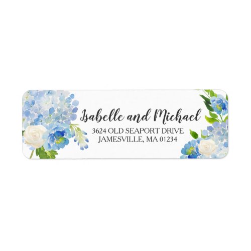 Blue and White Watercolor Return Address Label
