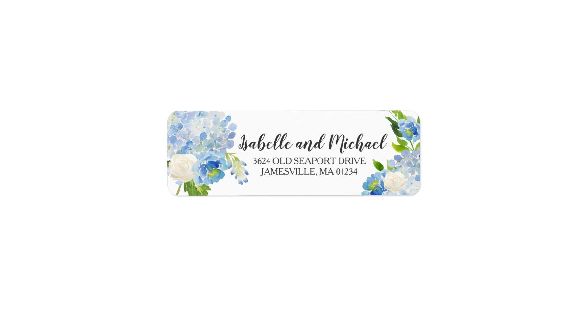 Blue and White Watercolor Return Address Label | Zazzle