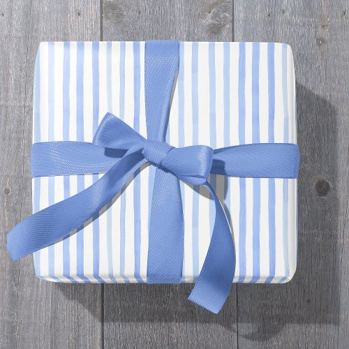 Blue and White Watercolor Stripe Wrapping Paper