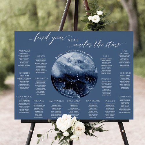 Blue and White Watercolor Table Seating Chart Sign