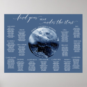 Blue and White Watercolor Table Seating Chart Sign