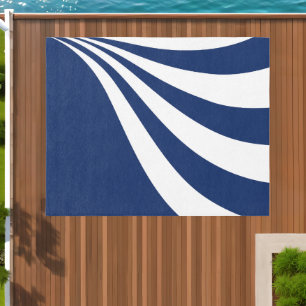 Blue and White Wave Outdoor Rug