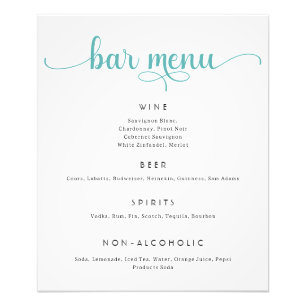 Blue and White Wedding Bar Menu Poster