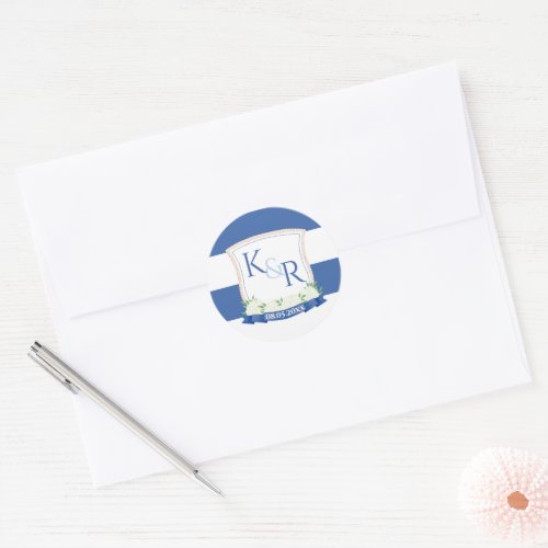 Blue And White Wedding Crest Wedding Envelope Seal