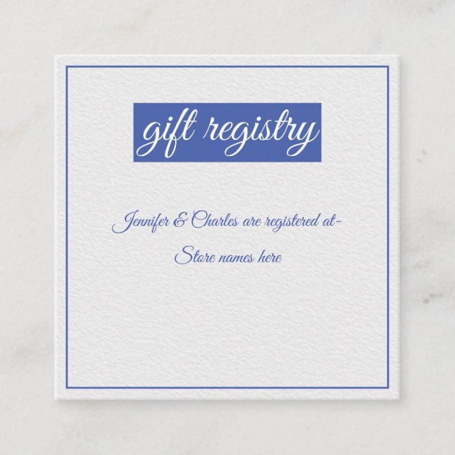 Blue and White Wedding Enclosure Card (Front)