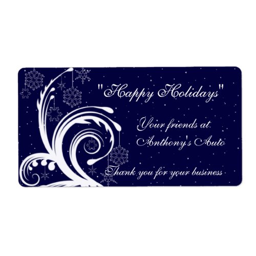 Blue and White Wedding  Happy Holidays Wine Label