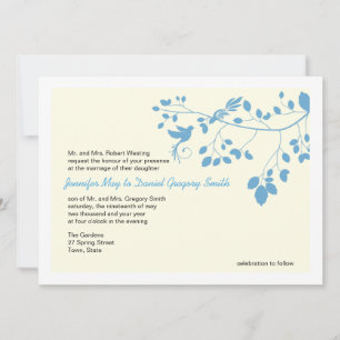 Blue And White Wedding Invites Love Birds