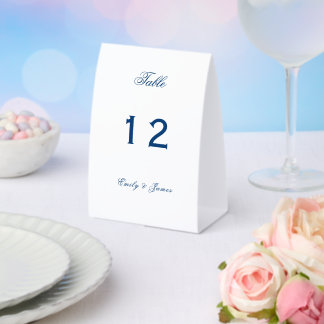 Blue and White Wedding Paper Table Tent