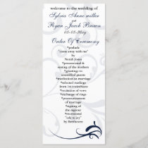 blue and white Wedding program Rack Card