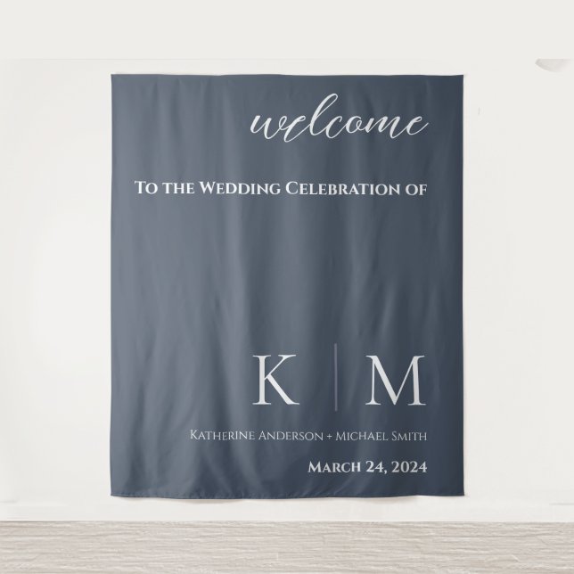 Blue and White-Wedding- Tapestry (Front)