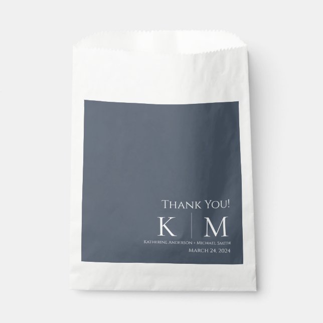 Blue and White-Wedding Thank you-  Favor Box Bag (Front)