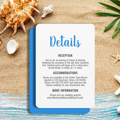 Blue and White Whimsical Coastal Wedding Enclosure Card