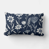 blue and white wildflowers - Block print-style