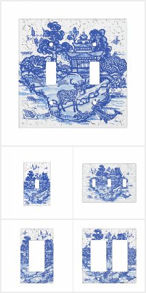 BLUE and WHITE WILLOW ANIMAL LIGHT SWITCH COVERS