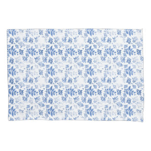 Blue and white willow leaf checkerboard pattern pillow case