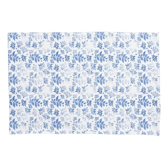 Blue and white willow leaf checkerboard pattern pillow case (Front)