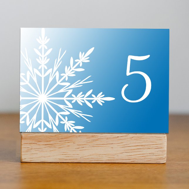 Blue and White Winter Snowflake Table Number (Creator Uploaded)