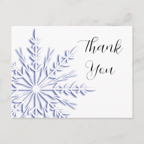 Blue and White Winter Snowflake Thank You Postcard