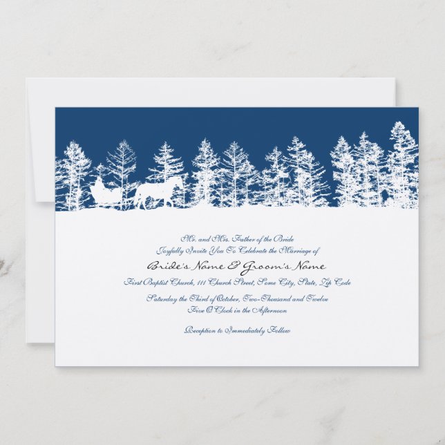 Blue and White Winter Wedding Invitation (Front)