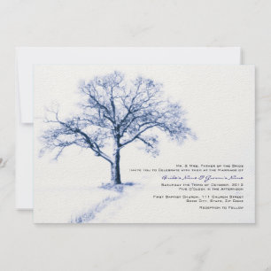 Blue and White Winter Wedding Invitations
