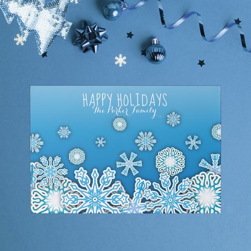 Blue and White Winter Wonderland Paper Placemat