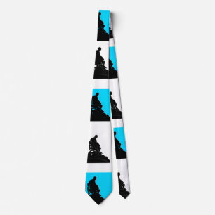 Blue and White with Black Shakespeare Silhouette Neck Tie