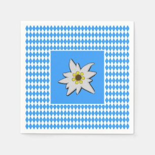 Blue and White with Edelweiss Oktoberfest Napkins
