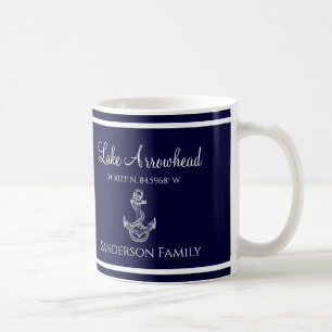 Blue and White with your lake's name Coffee Mug