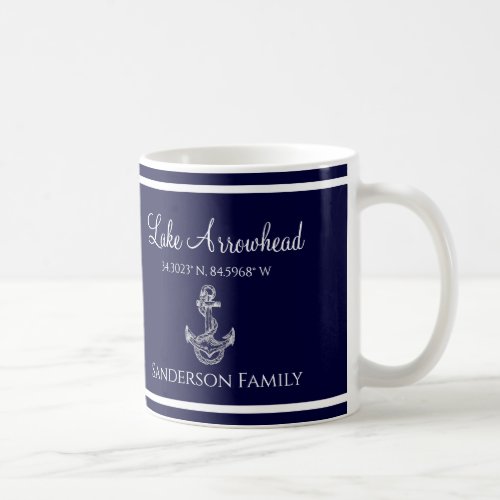 Blue and White with your lakes name  Coffee Mug