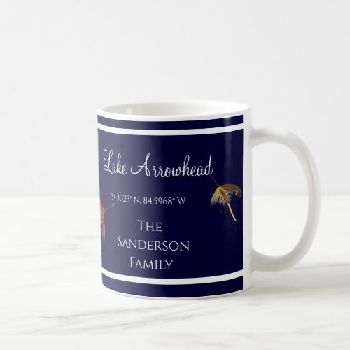 Blue and White with your lakes name  Fishing lure Coffee Mug