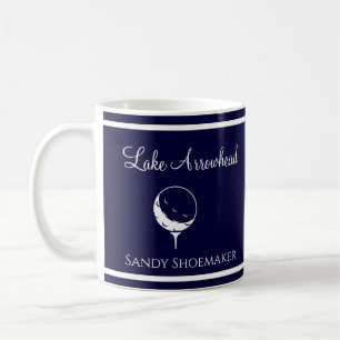 Blue and White with your lake's name Golfer's Coff Coffee Mug