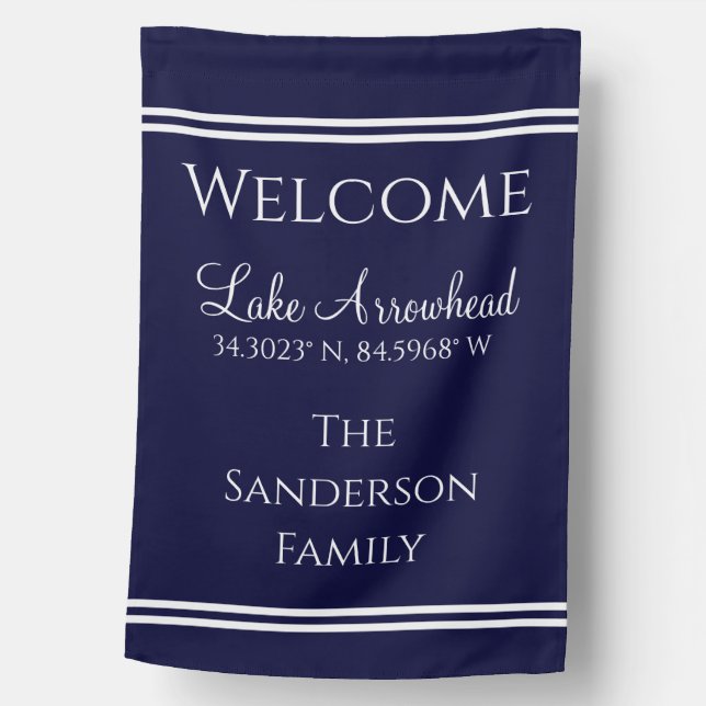 Blue and White with your lake's name House Flag (Front)