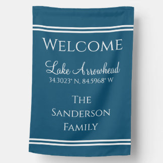 Blue and White with your lake's name House Flag