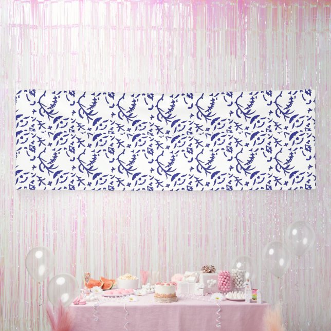 Blue and white wrapping paper featuring a graphic  banner (Party)