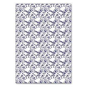 Blue and white wrapping paper featuring a graphic table number