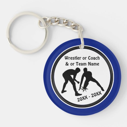 Blue and White Wrestling Team Gifts or Your COLORS Keychain