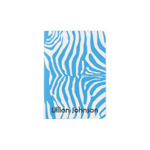 Blue and White Zebra Passport Holder