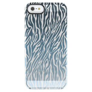 Blue and White Zebra Print Ombre Clear iPhone SE/5/5s Case