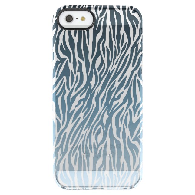 Blue and White Zebra Print Ombre Uncommon iPhone Case (Back)