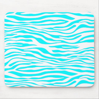 Blue and White Zebra Stripes Mouse Pad